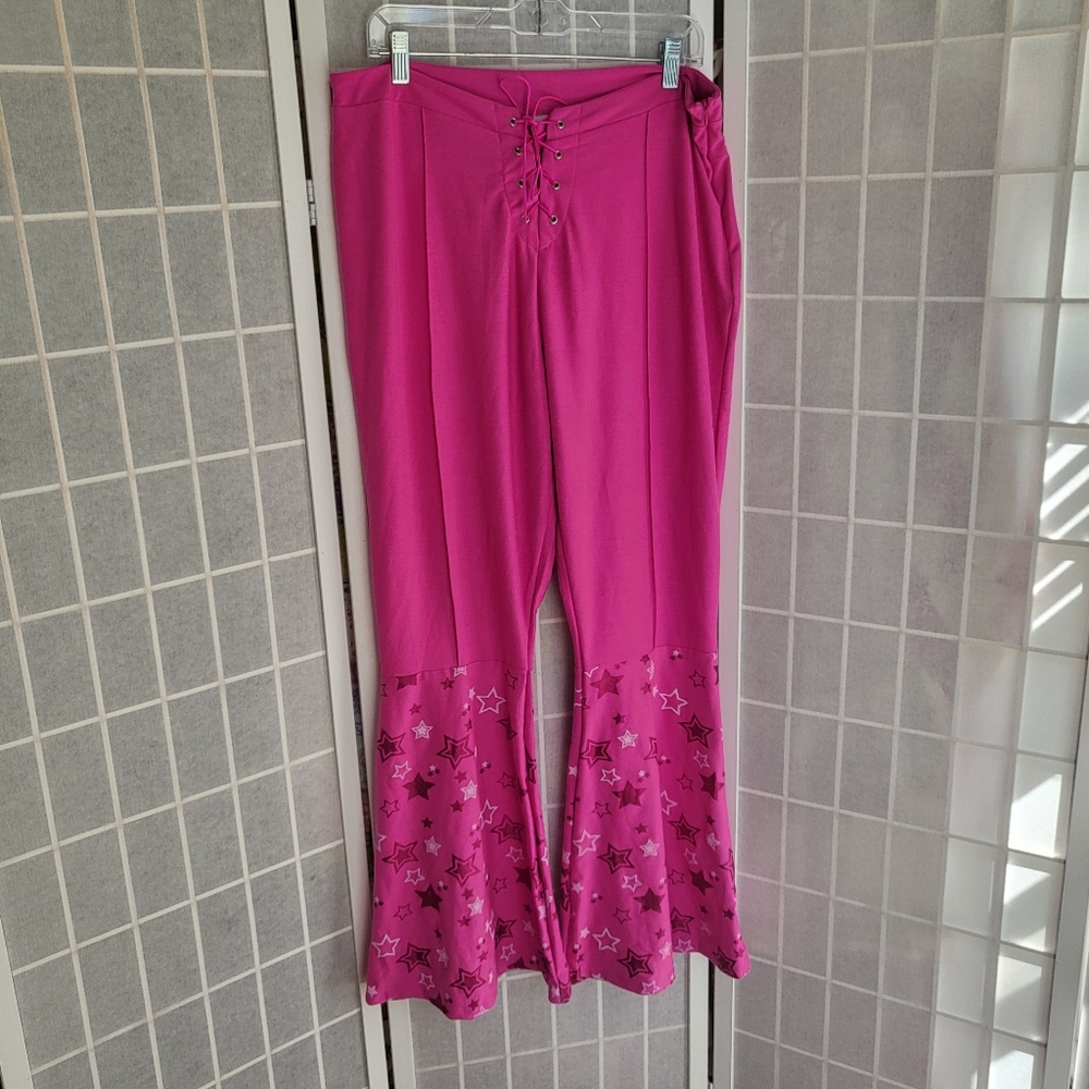 Barbie Hot Pink Bell Pants Flared Sz XL